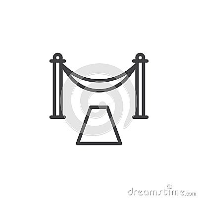 Red carpet entrance line icon Vector Illustration