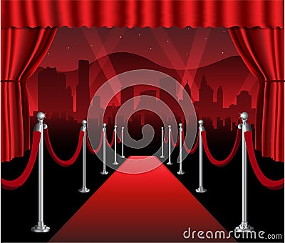 Red carpet movie premiere elegant event hollywood Vector Illustration