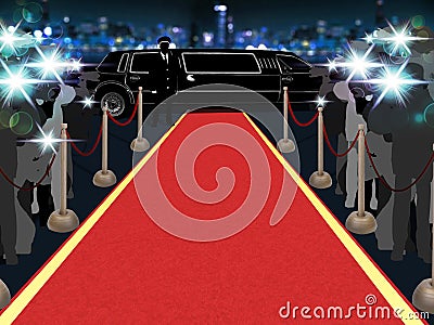 Red carpet, photographers, driver and a luxury car 1 Stock Photo