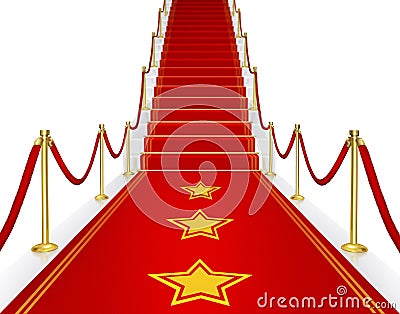 Red carpet Staircase with space for text,3D VIP Stock Photo