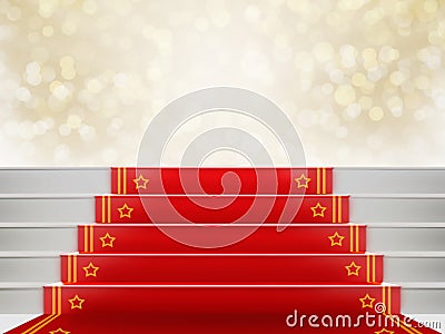 Red carpet Staircase with space for text,3D VIP Stock Photo