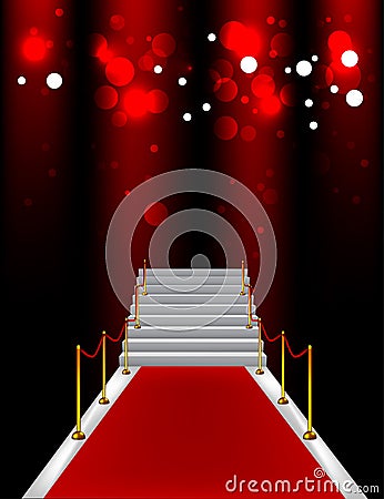 Red carpet with stairs Stock Photo