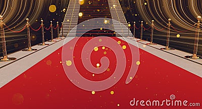 Red carpet on the stairs, Red carpet and path barriers Stock Photo