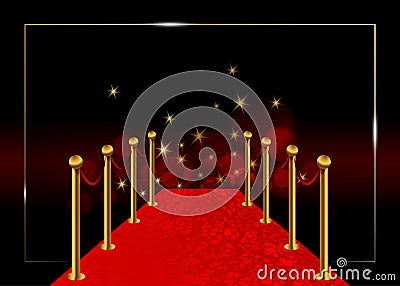 Red carpet vector background. Hollywood luxury and elegant red carpet event in perspective illustration. Vip Red color carpet Vector Illustration