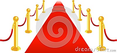 Red Carpet and Velvet Rope Vector Illustration