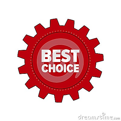 Red cartoon gear with words `Best Choice` Stock Photo