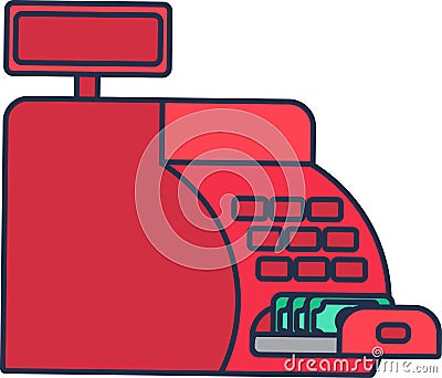 Red Cash Register Open Bill Acceptor Vector Illustration