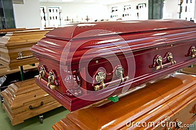 Red casket Stock Photo