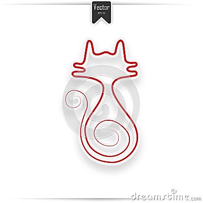Red cat icon isolated on white Vector Illustration