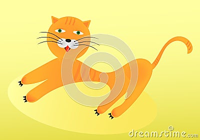 Red cat stretches Stock Photo