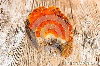 Red caviar bread sandwich Stock Photo
