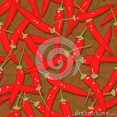 Red cayenne chili pepper seamless Vector Illustration