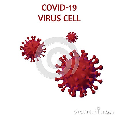 Red cell covid-19 virus cell isolated on white background Cartoon Illustration