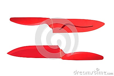 Red ceramic knives with scabbard isolated on white background Stock Photo