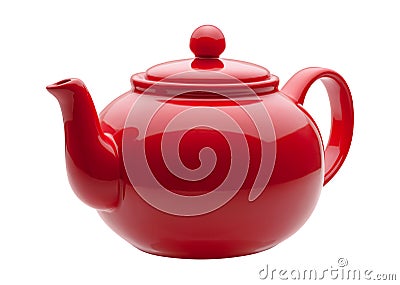 Red Ceramic Teapot Stock Photo