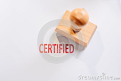 Red certified rubber stamp Stock Photo