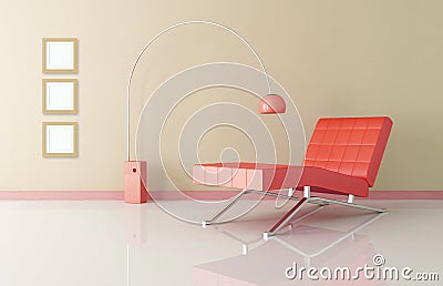 Red chaise lounge Stock Photo