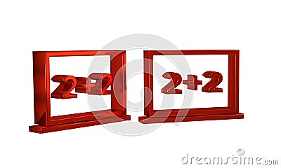 Red Chalkboard icon isolated on transparent background. School Blackboard sign. Stock Photo
