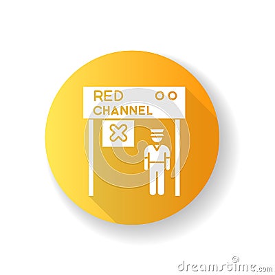 Red channel yellow flat design long shadow glyph icon. Boarding passage closed. Prohibited entrance to airplane Vector Illustration