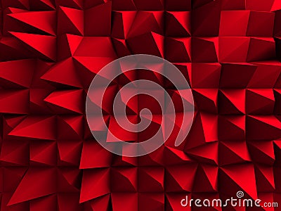 Red Chaotic Cubes Wall Background Stock Photo