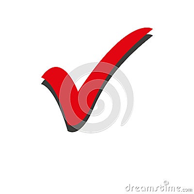 Red check mark icon. Tick symbol in red color, vector illustration. - Vector Vector Illustration