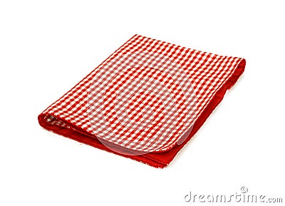 Red checkered picnic cloth isolated on white Stock Photo