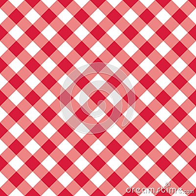 Texture Gingham seamless pattern. Red Checkered Textile products. Vector illustration squares or rhombus for fabric napkin plaid Vector Illustration