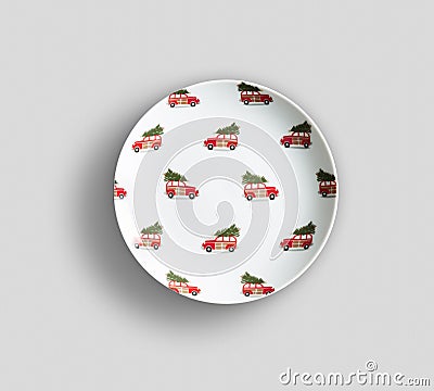 Red cherry Floral Dinner Plate with white background Stock Photo