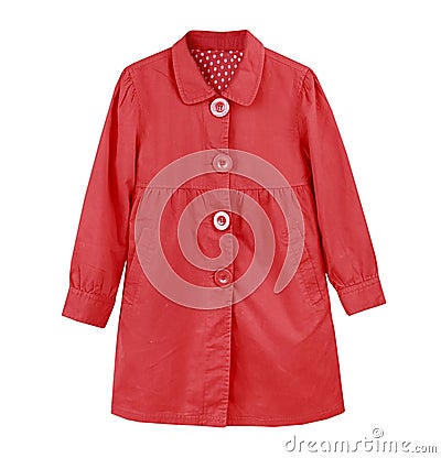 Red child`s cotton coat isolated,girl`s fashion outwear Stock Photo