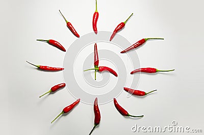 Red chili pepper clock Stock Photo
