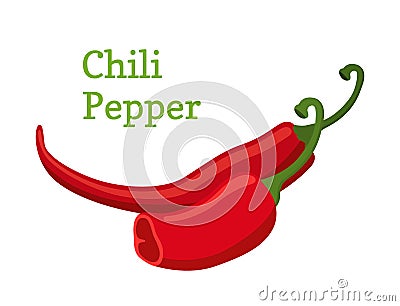 Red chili pepper, hot spicy pepper. Cartoon style. Vector illustration Vector Illustration