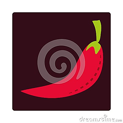 Red chili pepper spice ingredient icon block and flat Vector Illustration