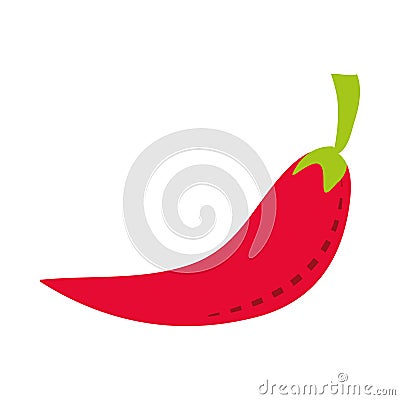 Red chili pepper spice ingredient icon flat style Vector Illustration