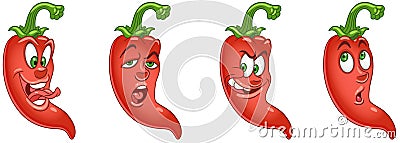 Red Chili Pepper. Vegetable Food concept Vector Illustration