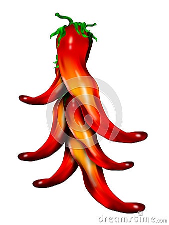 Red Chili Peppers Illustration Stock Photo