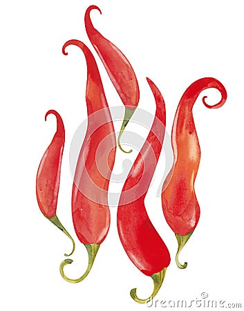 Red chili peppers Cartoon Illustration
