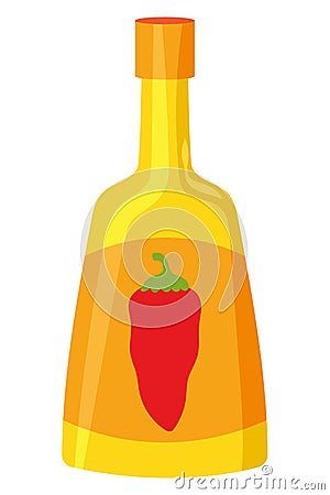 red chilli pepper sauce bottle Vector Illustration