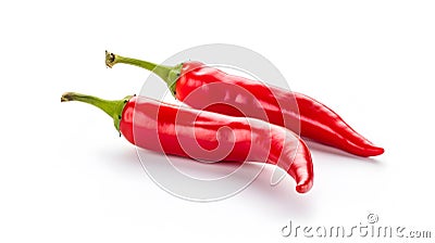 Red chilli peppers isolated on white Stock Photo