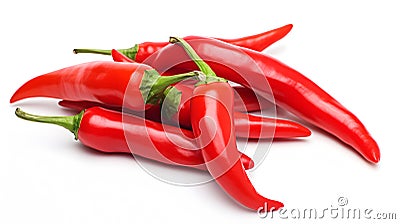 Red chilli peppers isolated on white Stock Photo