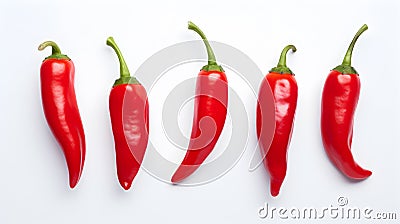 Red chilli peppers isolated on white Stock Photo