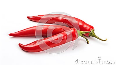 Red chilli peppers isolated on white Stock Photo