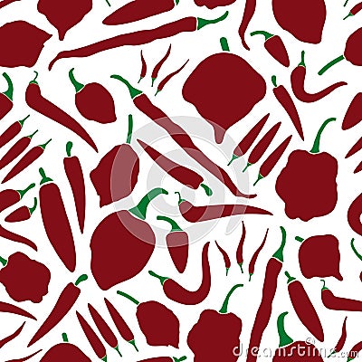 Red chilli peppers types of hot chillies simple seamless pattern eps10 Vector Illustration