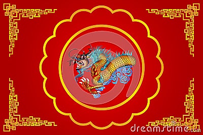 Red chinese dragon on red background Stock Photo