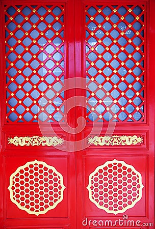 red Chinese gate Stock Photo
