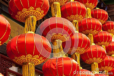 Red Chinese lanterns Stock Photo