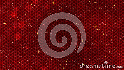 Red Chinese New Year background with golden stars glittering, and dragon pattern. 3D rendering. Magical Happy new year animation. Stock Photo