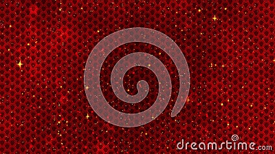 Red Chinese New Year background with golden stars glittering, and dragon pattern. 3D rendering. Magical Happy new year animation. Stock Photo