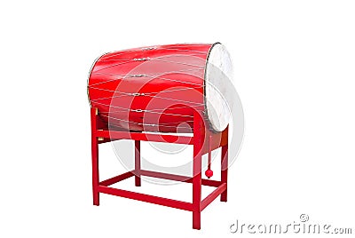 Red Chinese temple drum with clipping pat Stock Photo