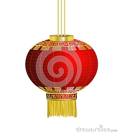 Red Chinese traditional paper lantern Vector Illustration