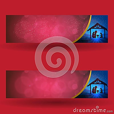 Red Chistmas Banner for Template Vector Illustration
